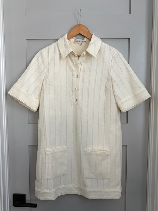 English Factory Dresses & Skirts - English Factory Cream Short-Sleeve Button-Down Shift Dress